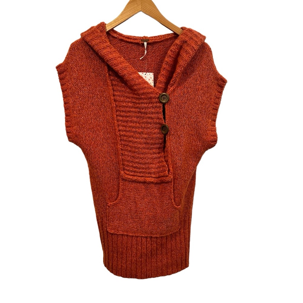 Free People Rust Hooded Sweater Vest